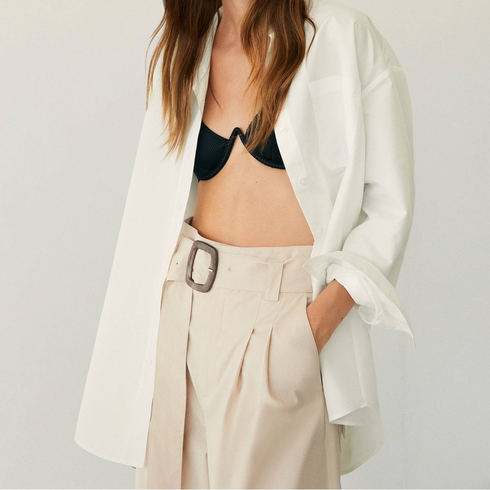 Mango Wide Leg Cotton Trousers - Picture 6 of 10